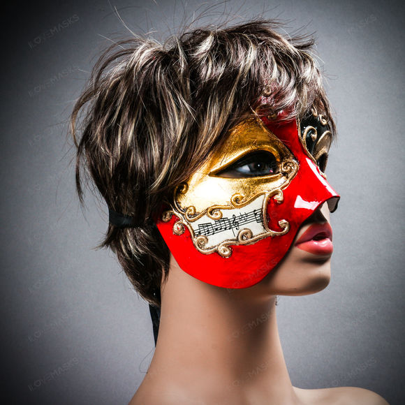 Phantom Of Opera Musical Masquerade Venetian Men Full Mask - Red Black - Picture 10 of 10